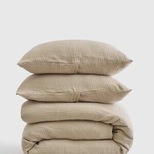 Quince Organic Airy Gauze Duvet Cover Set - Dune, King Size